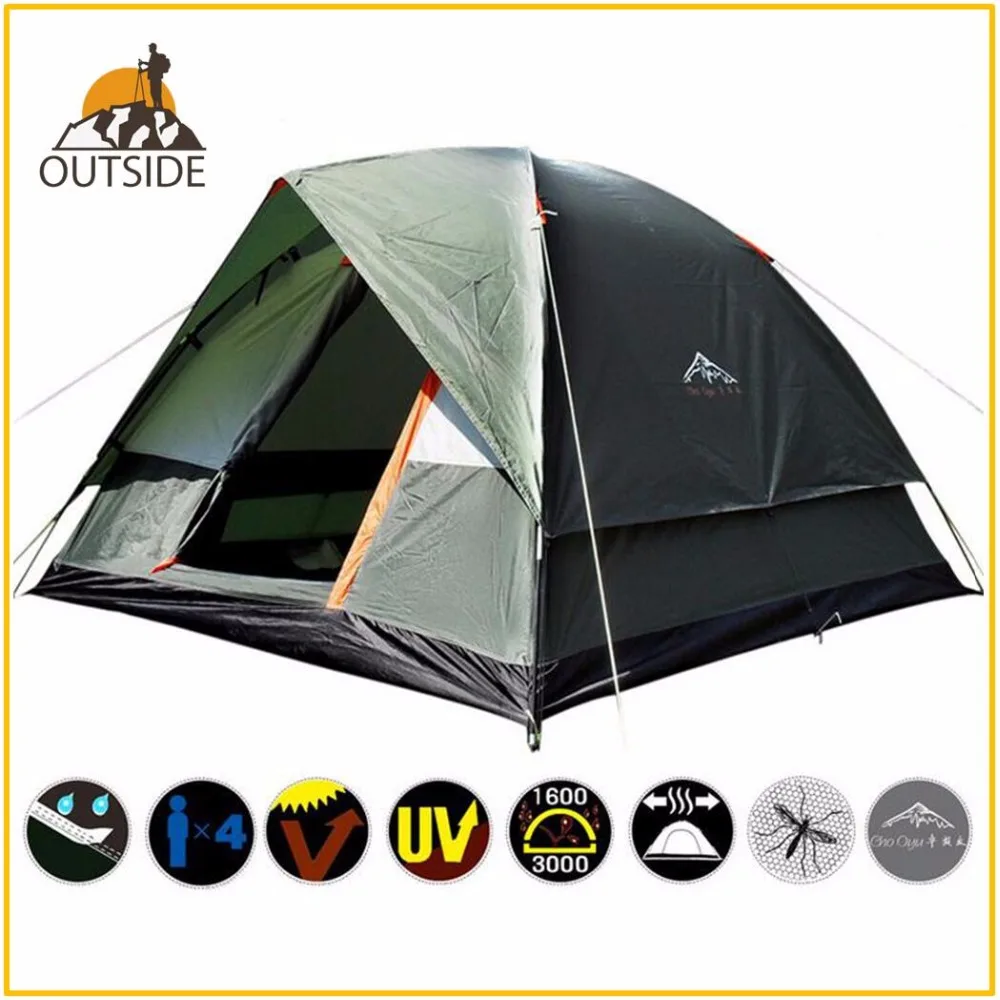 

3-4 Person Windbreak Camping Tent Dual Layer Waterproof Pop Up Open Anti UV Tourist Tents For Outdoor Hiking Beach Travel Tienda