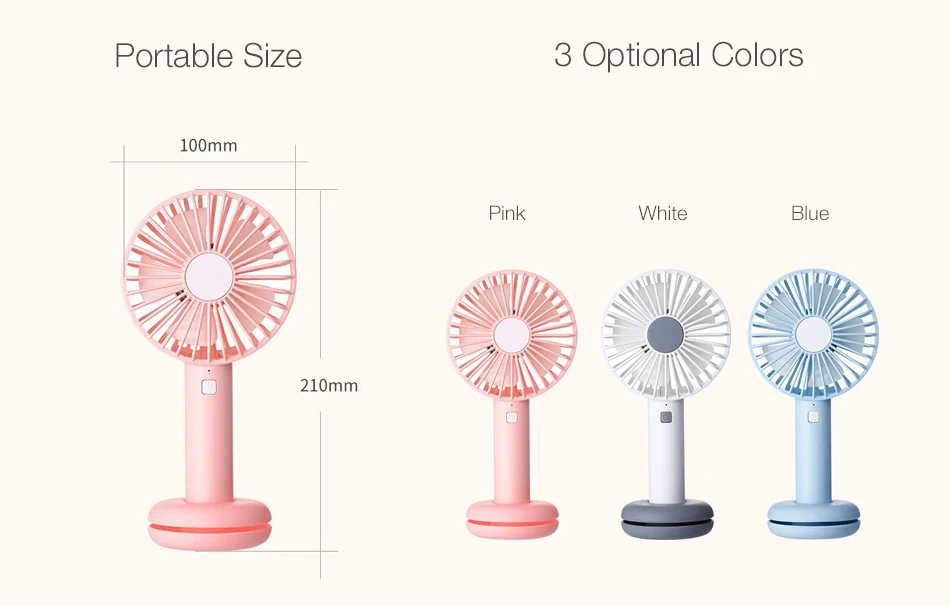 Loskii HF-202 Portable Desktop Handheld Doughnut Design Base LED Night Light USB Rechargeable 3 Grade Adjustment Fan