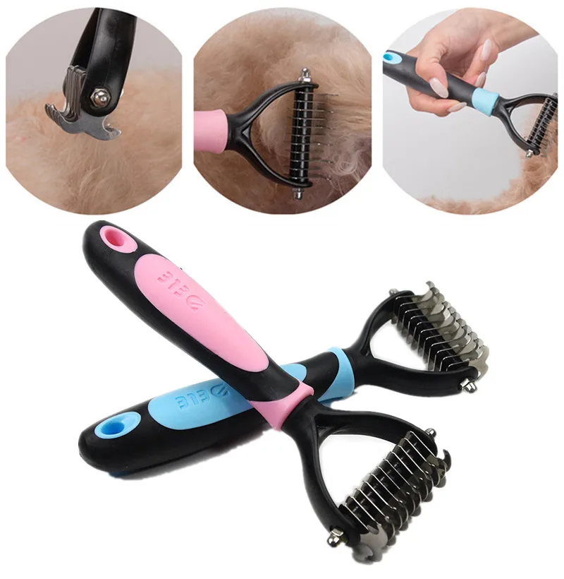 

Double Side Pet Hair Knot Rake Comb Dog Cat Hair Grooming Comb Brush Trimmer Pet Undercoat Rake Shedding Comb For Dog Cat Rabbit