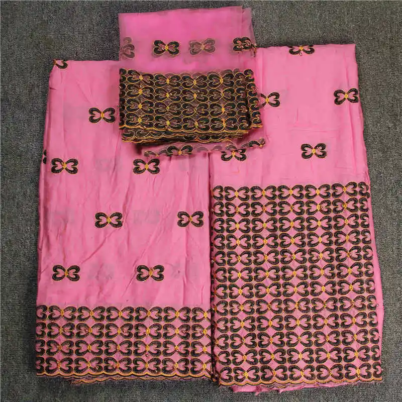 

3pcs Set Pink Color Swiss Lace Fabrics High Quality Swiss Voile Lace With Net Lace Set Cotton Lace Fabrics Material For Lady 30