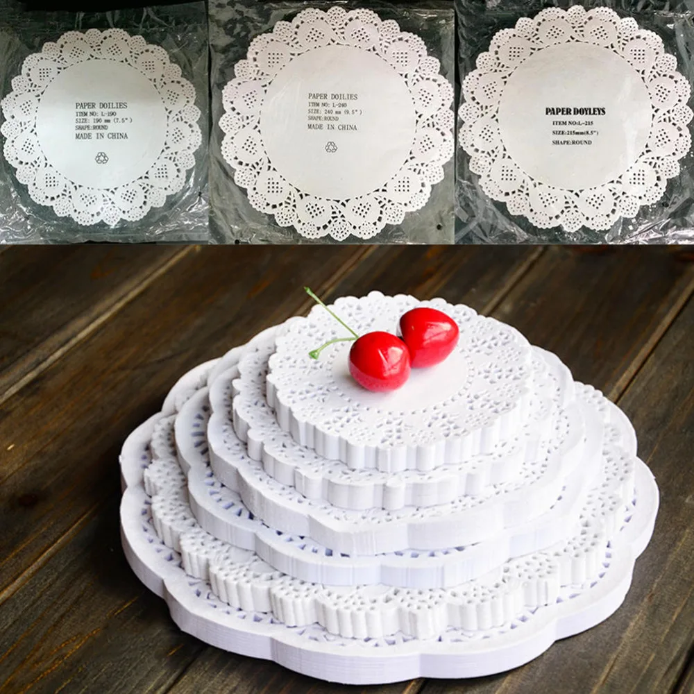 

100pcs diameter 11.4-26.7cm white round paper Lace Doilies paper Cake Placemat baking decoration Creative Craft napkins