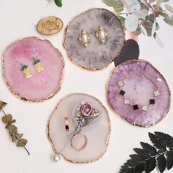 

Pink Violet Resin Imitation Agate Jewelry Display Board Decorative Board Shooting Props 9x10cm Earring Ring Nail Art Display