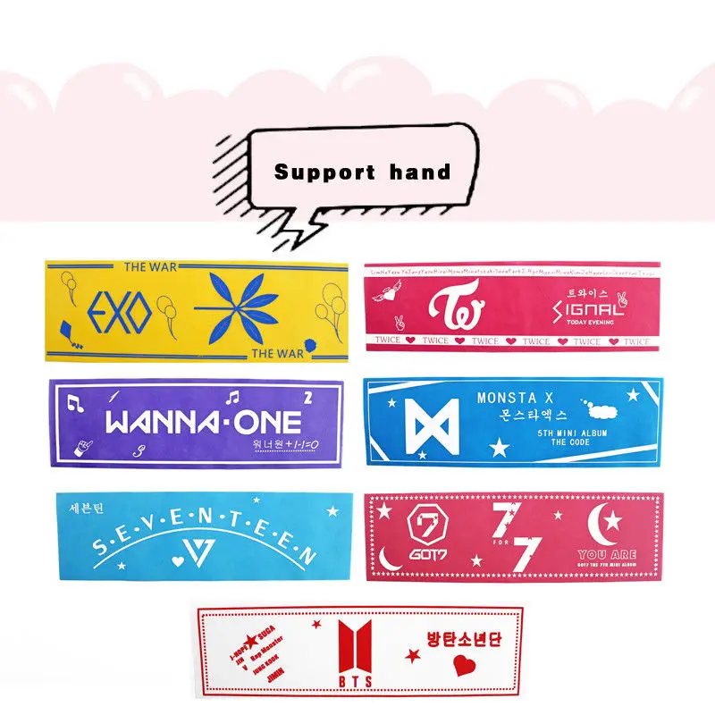 

2018 Kpop BTS EXO Wanna One Twice Monsta X Got7 Seventeen Bangtan Boys Hand Banner Sticker