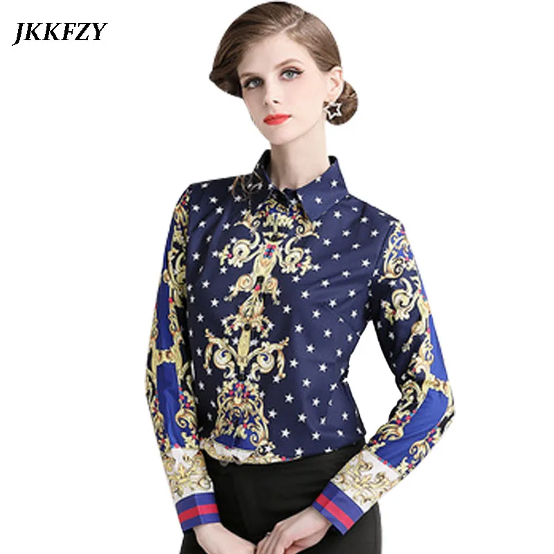 

Fashion Design Women Long Sleeve Blouse 2019 Summer Women's New Elegant Shirt Luxury Runway Shirt