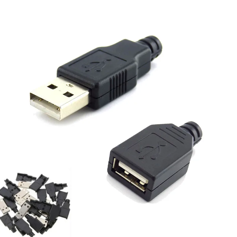 1 шт. 10 Тип у муфтовый стыковочный USB Мужской 4-контактный разъем Черный Пластик крышкой припоя Тип DIY Инструменты для наращивания волос