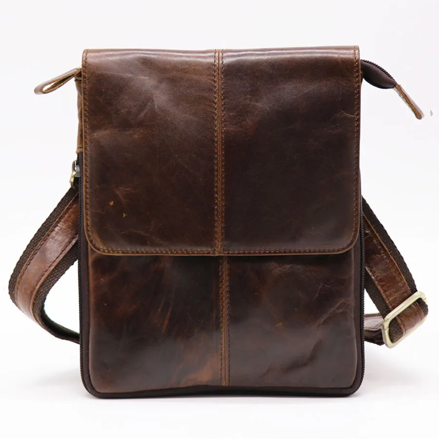 

Warranty 100% Genuine Leather Bag Men's Shoulder Bag Male Cowhide Messenger Bag 9' Cross Body Pack For Ipad Zipper&Flap