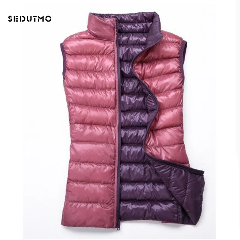 

SEDUTMO 2018 Winter Plus Size 3XL Womens Down Jackets Ultra Light Vest Duck Down Coat Short Puffer Jacket Tank Waistcoat ED1237