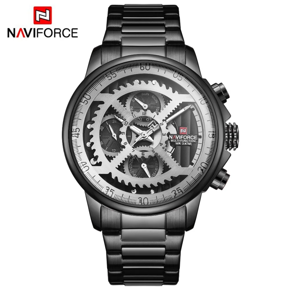 Новые часы для мужчин s люксовый бренд NAVIFORCE мужские спортивные часы мужские водонепроницаемые полностью Стальные кварцевые 24 часа часы Relogio Masculino