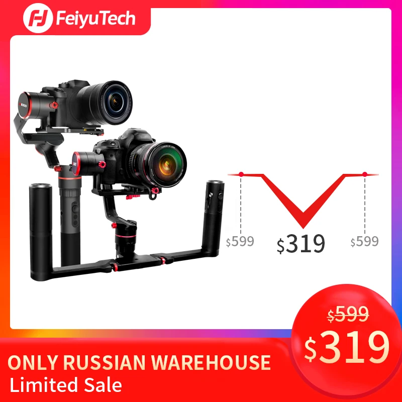 

FeiyuTech a2000 Dual Handheld Gimbal Mirrorless DSLR Camera Stabilizer Anti-slip Design for Canon SONY Panasonic 2500g Payload