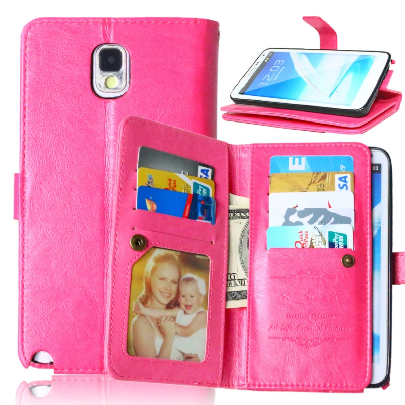 

Luxury 9 Cards Slots Wallet Phone Case for Samsung Galaxy Note 3 Note 4 Note 5 Note 7 Magnetic Flip Leather Cover Stand Coque