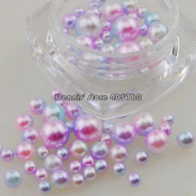 

Beauty Mix 4 Sizes Pink Colorful Round Pearl Beaded Balls Nail Art Rhinestones Decorations DIY Salon Tips