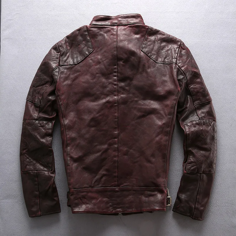 80% OFF men's suede leather outwear mens leather coat sheep leather vintage rider jacket