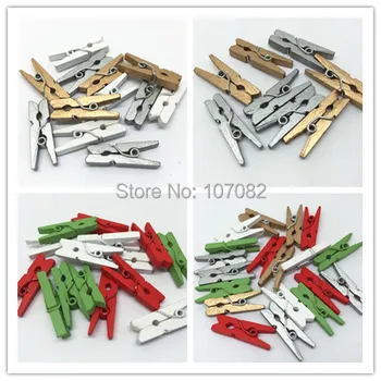 

100pcs Christmas Mixed 25mm Wood Pegs Clothespins Pins Clips Card Holder Scrapbook Wedding Crafts Embellishments,4 Color Ranges
