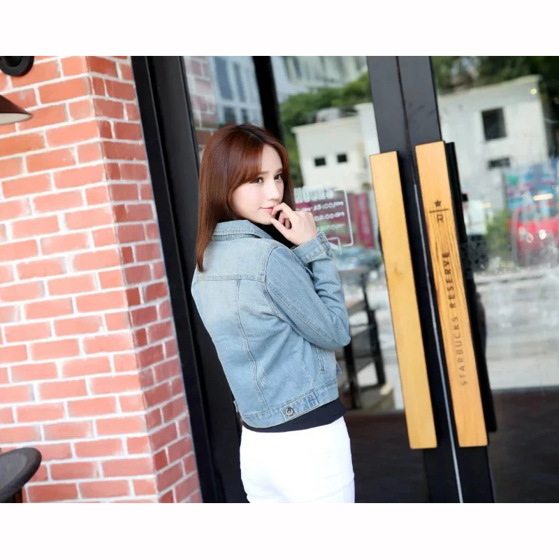 Thin Slim Fit Jeans Coat Short Denim Jacket Longsleeve Women's Clothing 2019 Fashionable Streetwear