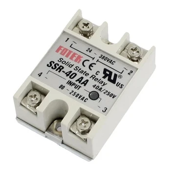 

SSR-40AA 40A Single Phase Solid State Relay 80-250V AC / 24-380V AC,white
