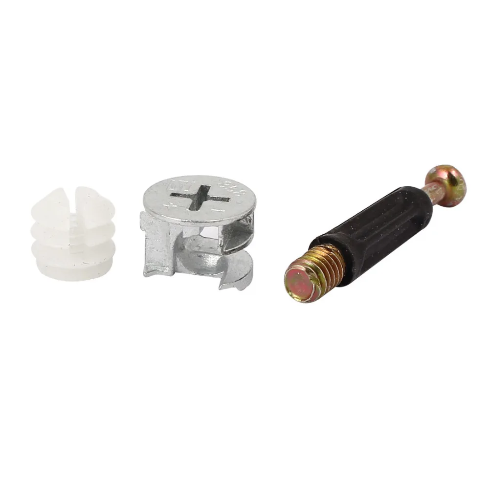 UXCELL Metal Plastic Furniture Cabinet Fixing Screw Eccentric Cam Dowel Nut Fitting 15mm Dia 20 Sets For The Panel Connecting
