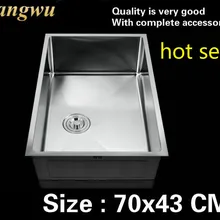 Горячая стандартная большая кухонная ручная раковина одинарная мойка Мойка Посуды 304 из нержавеющей стали Мода 700x430 мм