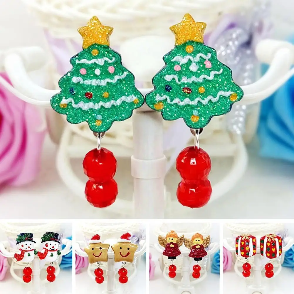 

iMucci Xmas Snowmen Kids Children Girls No Pierced Earrings Clip