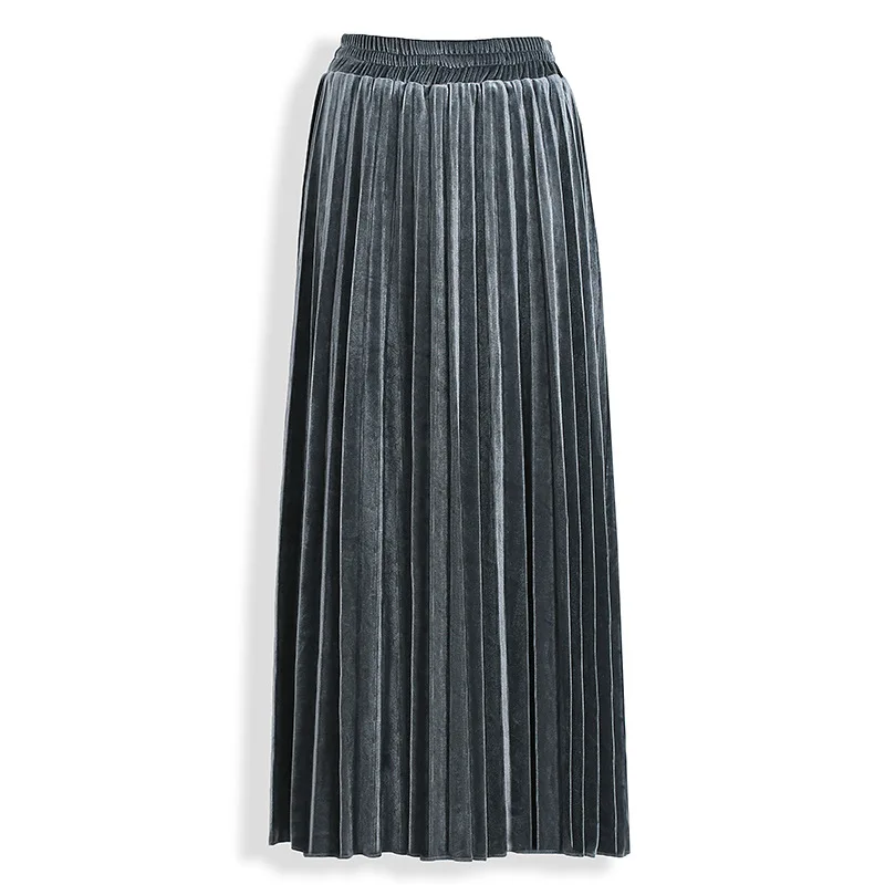 Зимняя женская элегантная плиссированная юбка, эластичная Женская длинная юбка с высокой талией, Женская Осенняя Высококачественная юбка миди Saia