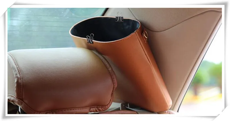 

NEW Car Black brown Portable Car pu leather Trash Can for lacetti mitsubishi asx vw chevrolet lacetti audi a6 c5 Car Accessories