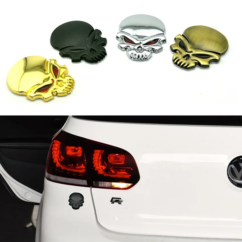 Ghost Rider Skull Car Styling 3D Badge Metal Rear Trunk Emblem Adhesive Sticker for Golf Jetta