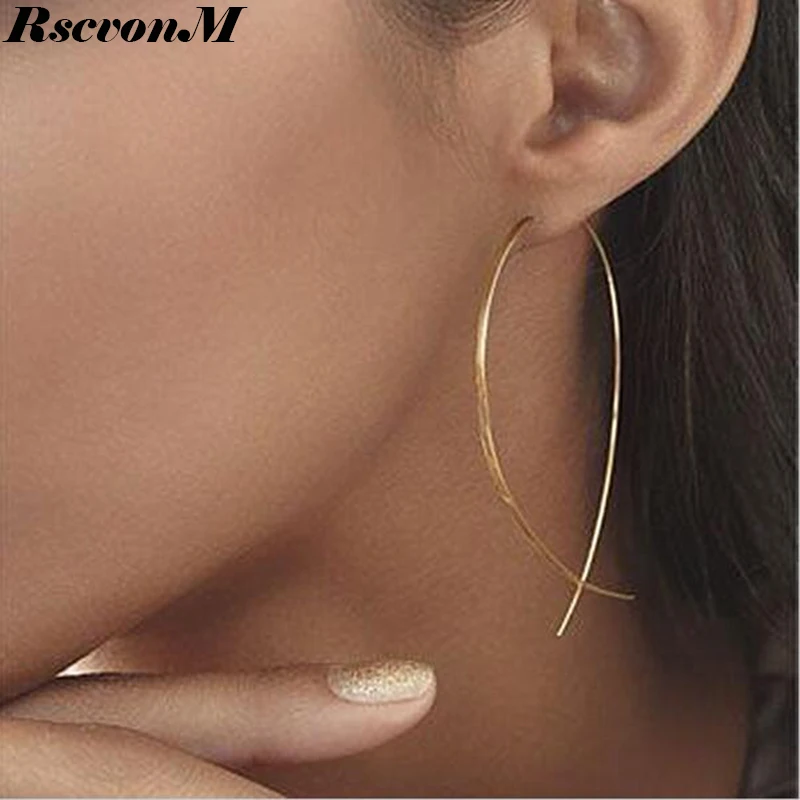

RscvonM Fish Shaped Stud Earrings Simplicity Handmade Copper Wire Earring for Women Brincos de gota Feminino Geometric NEW