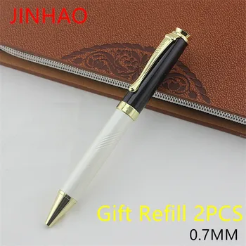 

JINHAO 500 White and Silver Golden Trim luxury Cute pens gift Business office supplies Metal Ballpoint Pen Writing refill