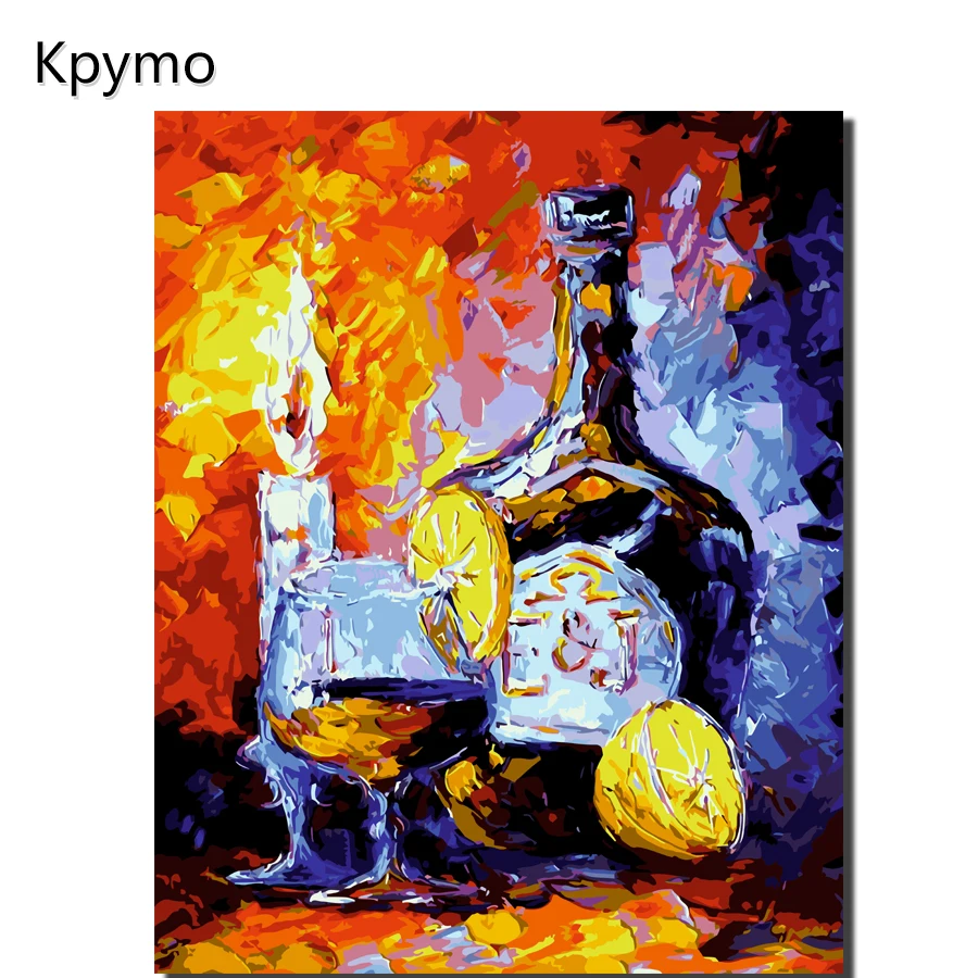 

Kpymo lemon Oil Painting By Numbers DIY Digital Pictures candle Coloring by Number On Canvas Unique Gifts Home Decoration Wine