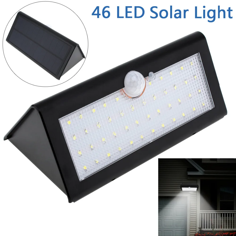 

Outdoor Waterproof 46 LEDs Solar Power Light PIR Motion Sensor Security LED Wall Lamp with Light Control for Garden Street Fence
