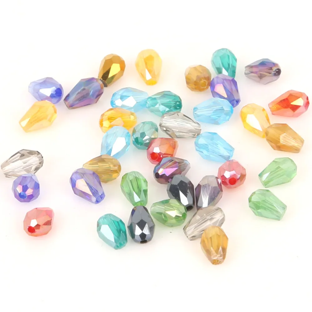 

70pcs/lot 4*6mm Teardrop Austria Faceted Crystal Beads Water Drop Glass Beads Loose Spacer Beads For DIY Jewelry Making