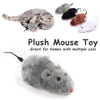 

Cats Toy Cat Supplies Artificial Mouse Pet Products Clockwork Power Plush Run Forward Shock Shake Interactive Wag Tail
