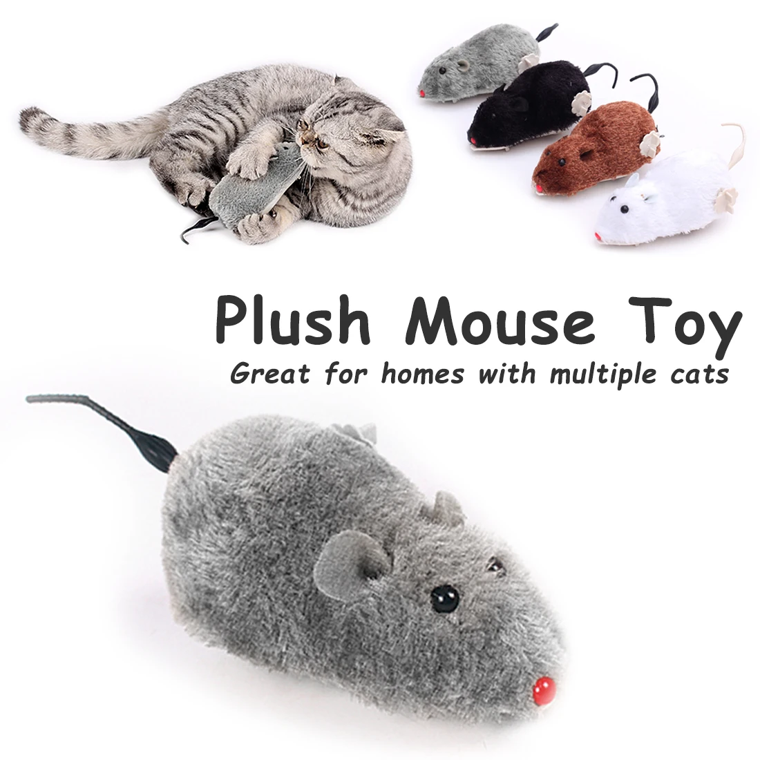 

New Creative Clockwork Power Plush Mouse Toy Cat Dog Playing Toy Mechanical Motion Rat Pet Accessories