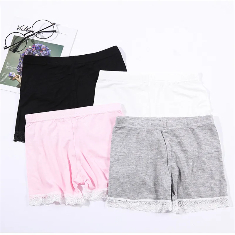 Girl Safety Shorts Pants Solid Underwear Soft Elastic Modal Leggings Girls Lace Briefs Short Pants For Children for 3to12Years