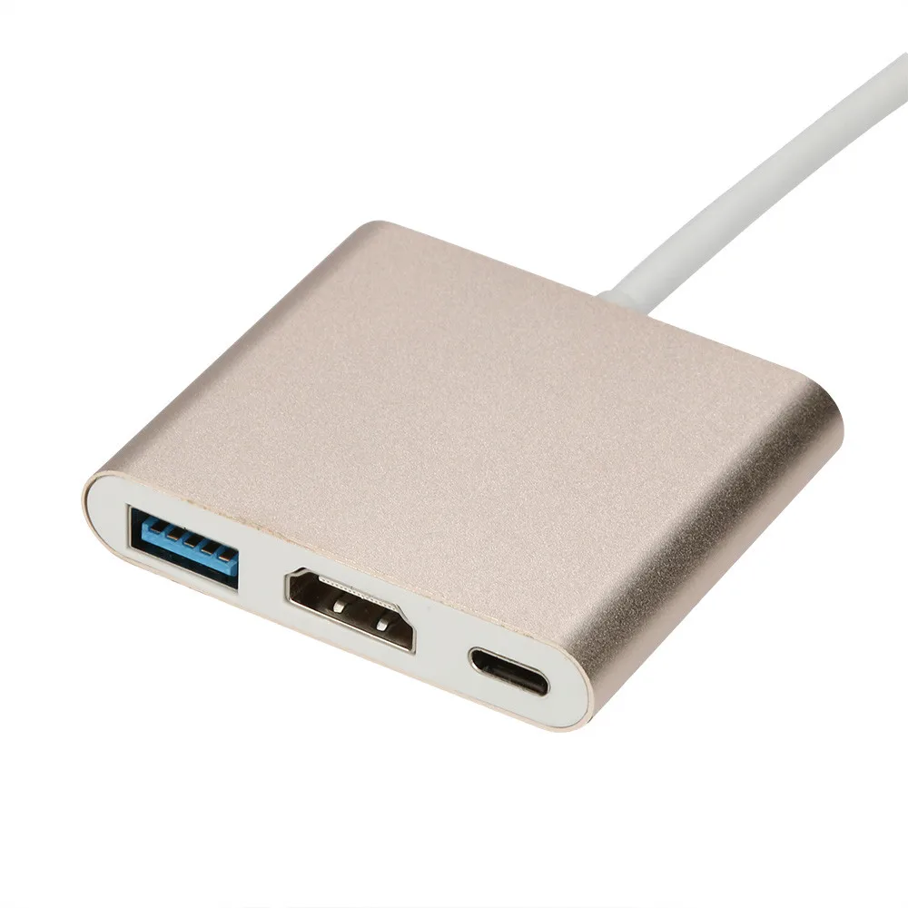 Тип C до 4 K HDMI USB 3,0 зарядный концентратор адаптер USB-C 3,1 конвертер для Macbook смартфон ПК iMac НОУТБУК концентратор адаптер 30 - Цвет: Gold