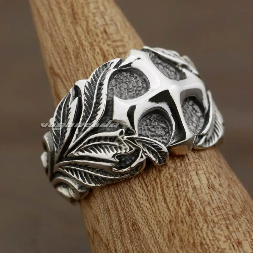 Solid 925 Sterling Silver Huge Cross Flower Mens Biker Ring 8Y012 US