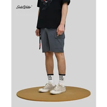 SODAWATER Новые хип-хоп шорты Карго мужские однотонные хлопковые свободные шорты с карманами на завязках повседневные шорты уличные Короткие штаны 9319S