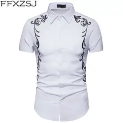 FFXZJS брендовые новые модные мужские королевские суда стиль вышитые лацканы Большой размер с коротким рукавом рубашка в лето 2019 европейский