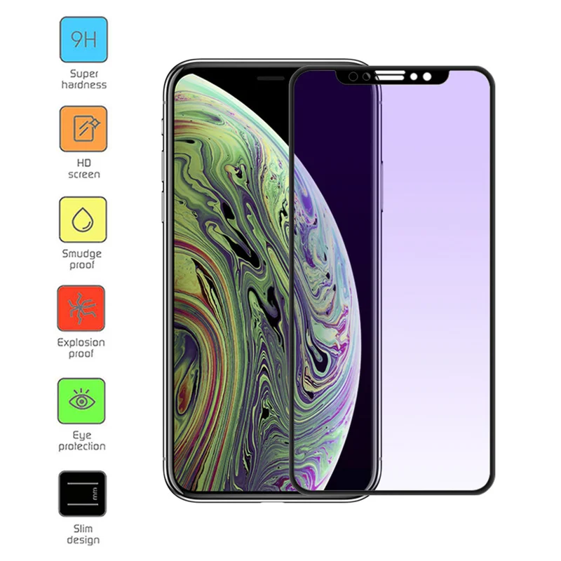 

Purple Light Glass protective for iphone X tempered glass For iPhoneXS max XR screen protector Tempered Glass Protective Film