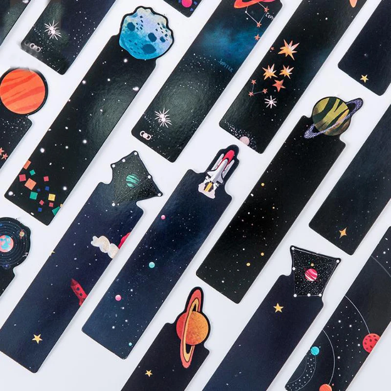 

30 Pcs/pack Lovely Starry Sky Planet Paper Bookmarks Message Card Book Holder School Office Stationery Material Escolar
