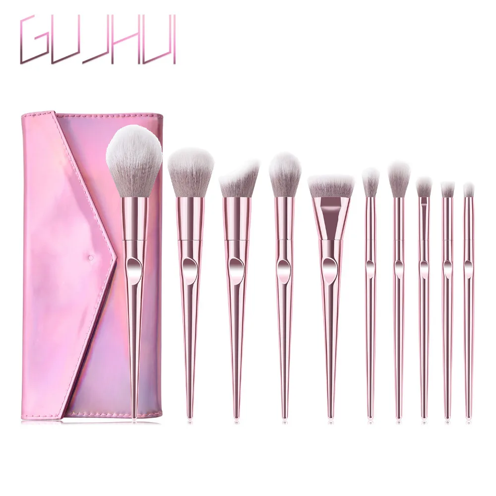 

GUJHUI 10pcs Top Makeup Brushes Set Cosmetic Eye Shadow Blending Contour Foundation Beauty Makeup Tool Brush For Beauty