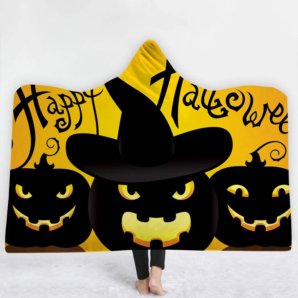 

Halloween Series Printing Hooded Blanket Turtle Tortoise Sherpa Fleece Wearable Blanket Dolphin Owl Throw Blanket