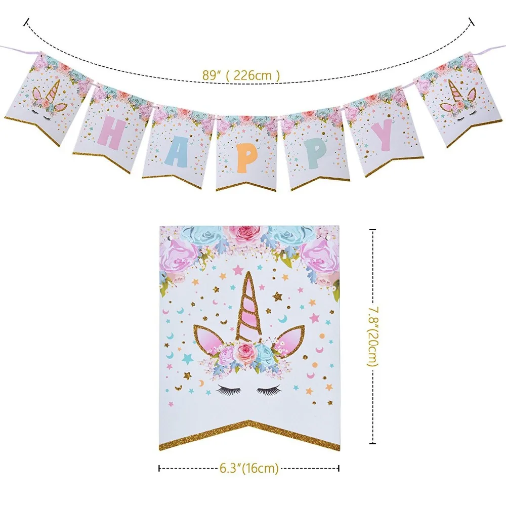 

1pc/set Unicorn Party Pennant Bunting Birthday Party Flag Banners Kids Birthday Party Supplies Decoration Unicorn flag