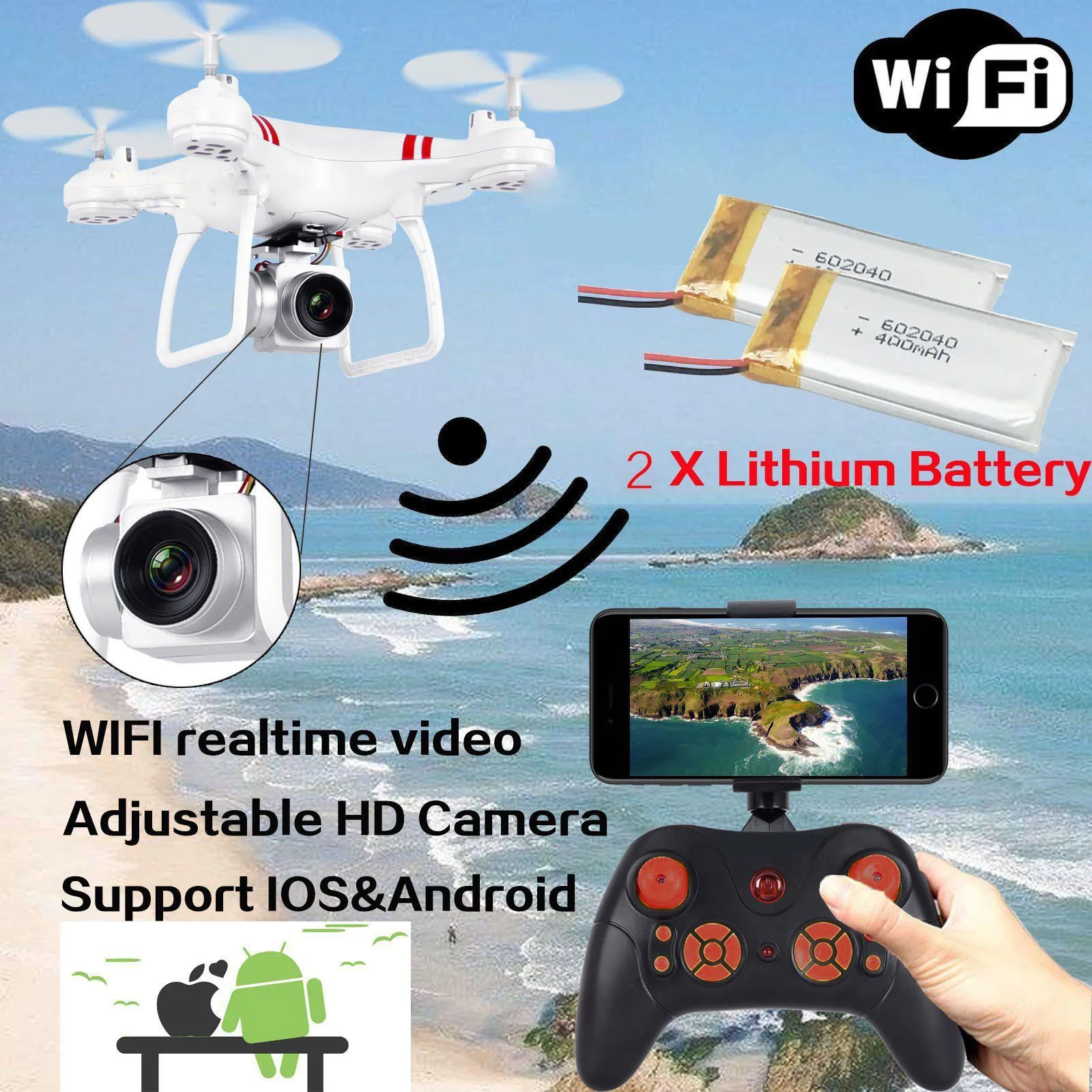 Wi-Fi Вертолет FPV KY101 Радиоуправляемый Дрон 2,4 ГГц Широкий формат объектив HD Камера один ключ возврата Радиоуправляемый вертолет, игрушки для