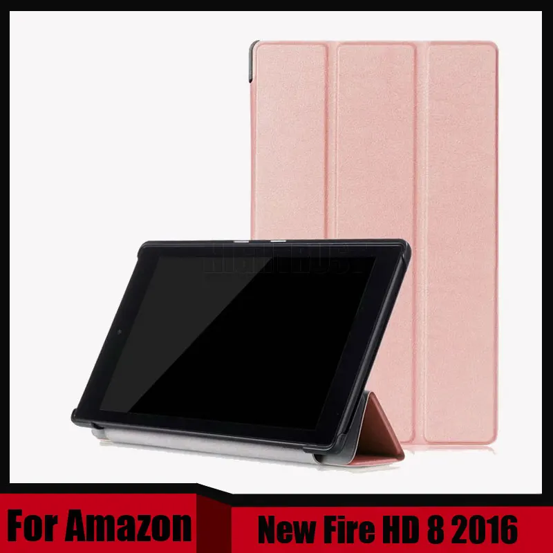 

Magnetic Sleep/wake up PU Leather Case Smart Cover for Amazon New Fire HD 8 2016 6th Generation + Screen Protector Film