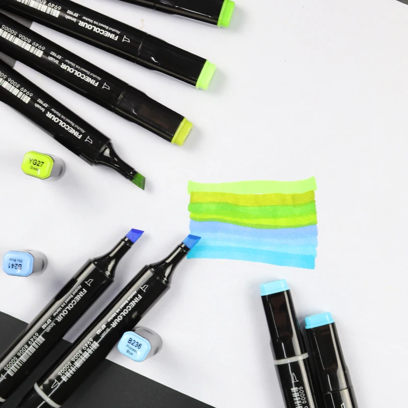 Finecolour EF102 двуглавая мягкая кисть набросок маркер ручка 240 цветов+ 25 шт цвет кожи манга Профессиональный рисунок художественные маркеры