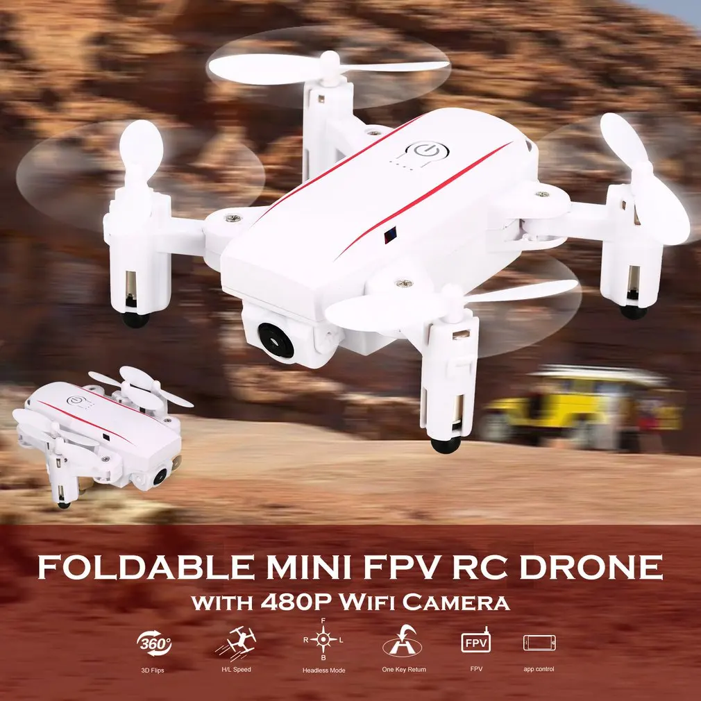 Складной мини RC Дрон с 480 P/720 P Камера 2,4 г р/у Дрон Профессиональный RC FPV Wi-Fi Micro Квадрокоптер с режимом headless удержания высоты
