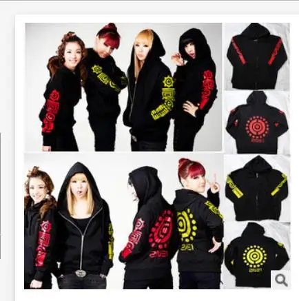 

2ne1 sweatshirt 2016 KPOP Fleece Clothing Hoodies jacket Coats With Zipper CL Bom Dara Minzy cl k-pop 2ne1 Casual tops garment