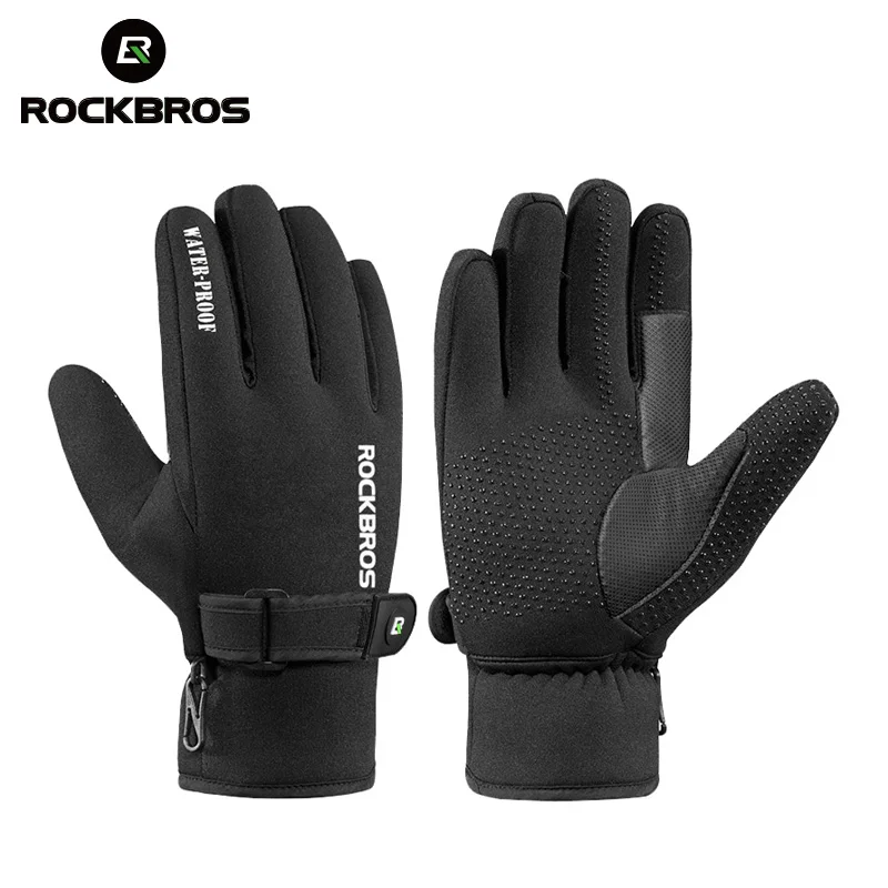 ROCKBROS Winter Cycling Gloves Thermal Windproof Warm Fleece Gloves Touch screen