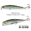 Leurre méné flottant coulant de type coulant idéal pour la pêche au bar, Stickbait, Wobbler, 4.3g, 70mm, 10g ► Photo 2/6