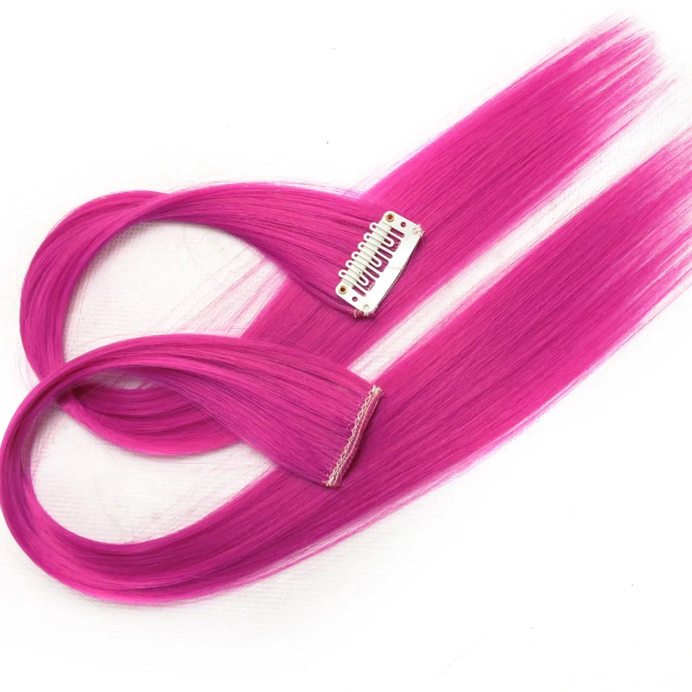 Dream ice's красочные радужные заколки для волос в одном куске поддельные синтетические розовые фиолетовые волосы для женщин